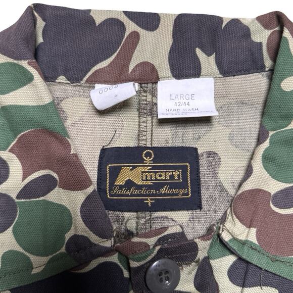 Vintage K Mart Duck Camo Camouflage Button Field Jacket Mens Large 60s 70s - Picture 3 of 6